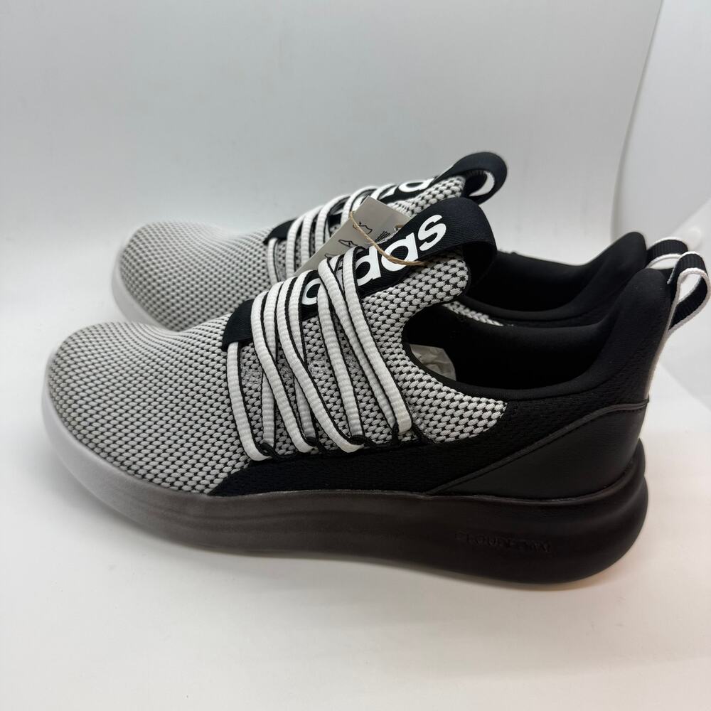 Adidas Lite Racer Adapt 7.0 Running Shoes Kids US 4 Wide White Black KJ2859